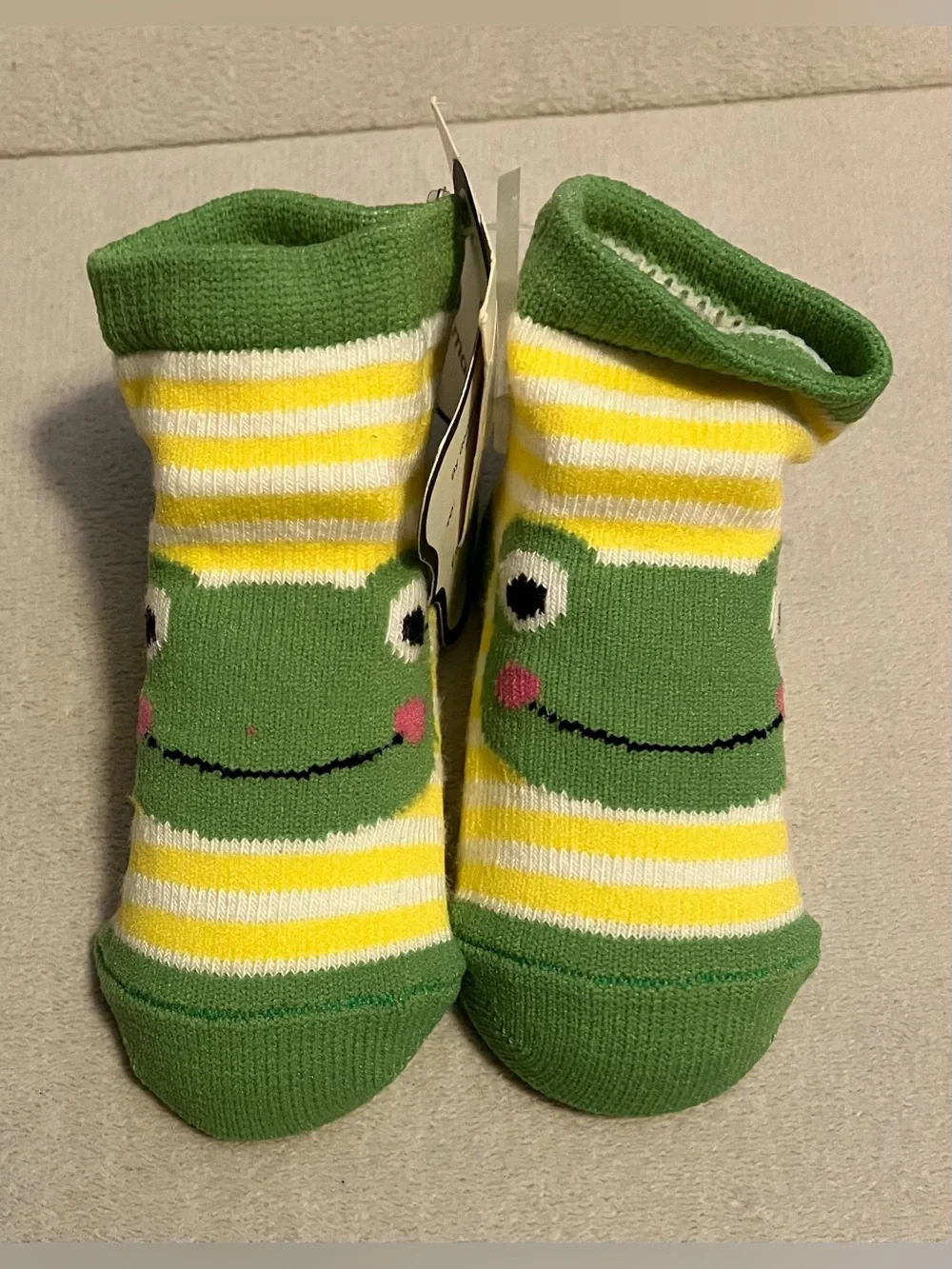 Newborn Baby Green & Yellow Frog Socks by Mudpie